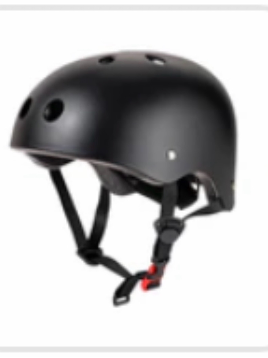 Matte Black Safety Helmet With Adjustable Chin Strap